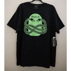 RVCA ML536RV Men's Sz L Black/Green Serpent Curved Snakes Loungewear T-Shirt